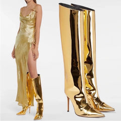 Metallic Glossy Boots